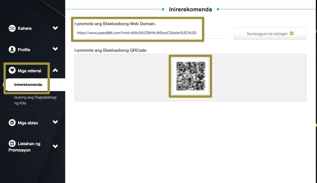 Step 1: Pumunta sa Referral Section. (Member Center → Mga Referral)